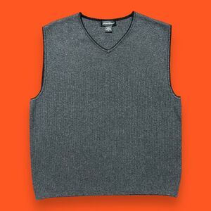 Eddie Bauer Sweater Vest Ribbed Cotton y2k Gray Size Medium